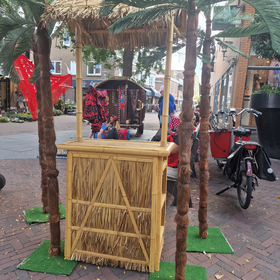Bamboebar met palmen als tropische aankleding